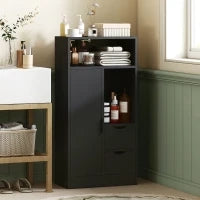 Armadietto da Bagno con 2 Cassetti Compartimento Aperto e Ripiani Regolabili per Spazio Piccolo 50x25x100 cm Bianco