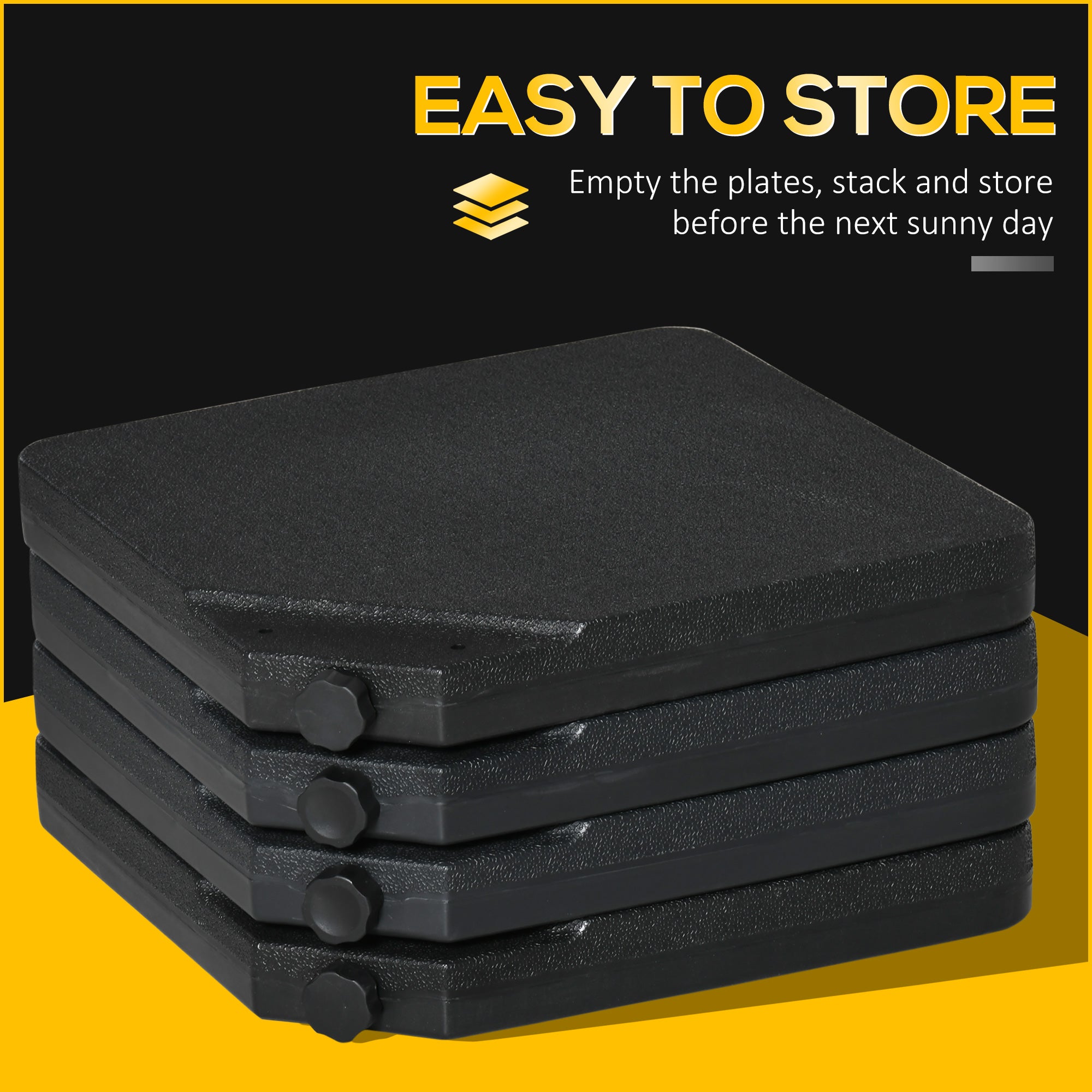 Base per Ombrellone da 4 Pezzi Riempibili con Acqua o Sabbia e Ganci di Connessione   Nero