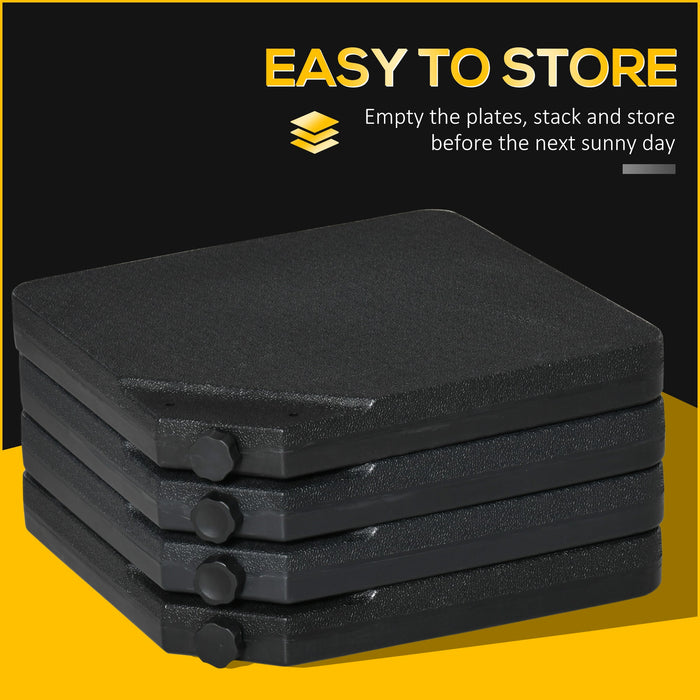 Base per Ombrellone da 4 Pezzi Riempibili con Acqua o Sabbia e Ganci di Connessione   Nero