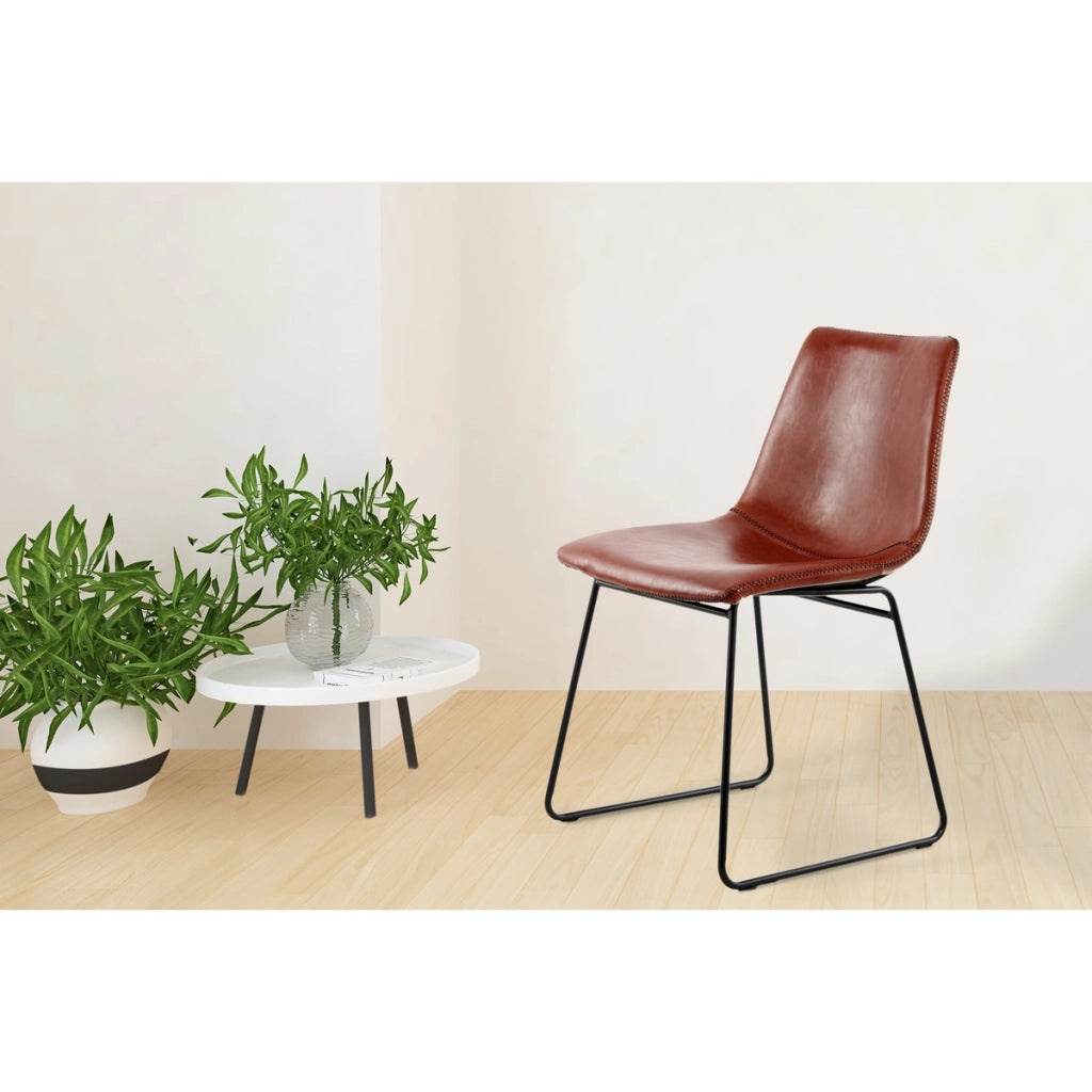 Set di 2 sedie da pranzo Caila in ecopelle crema e metallo