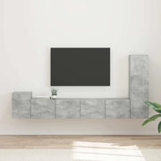 Set mobile TV 3 pcs Grigio cemento Legno multistrato
