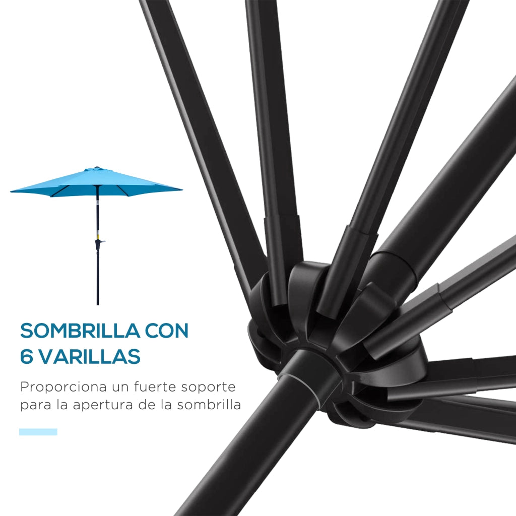 Ombrellone da Giardino ¨C zephmum ¨C Azzurro, Aluminio, ?260x235 cm