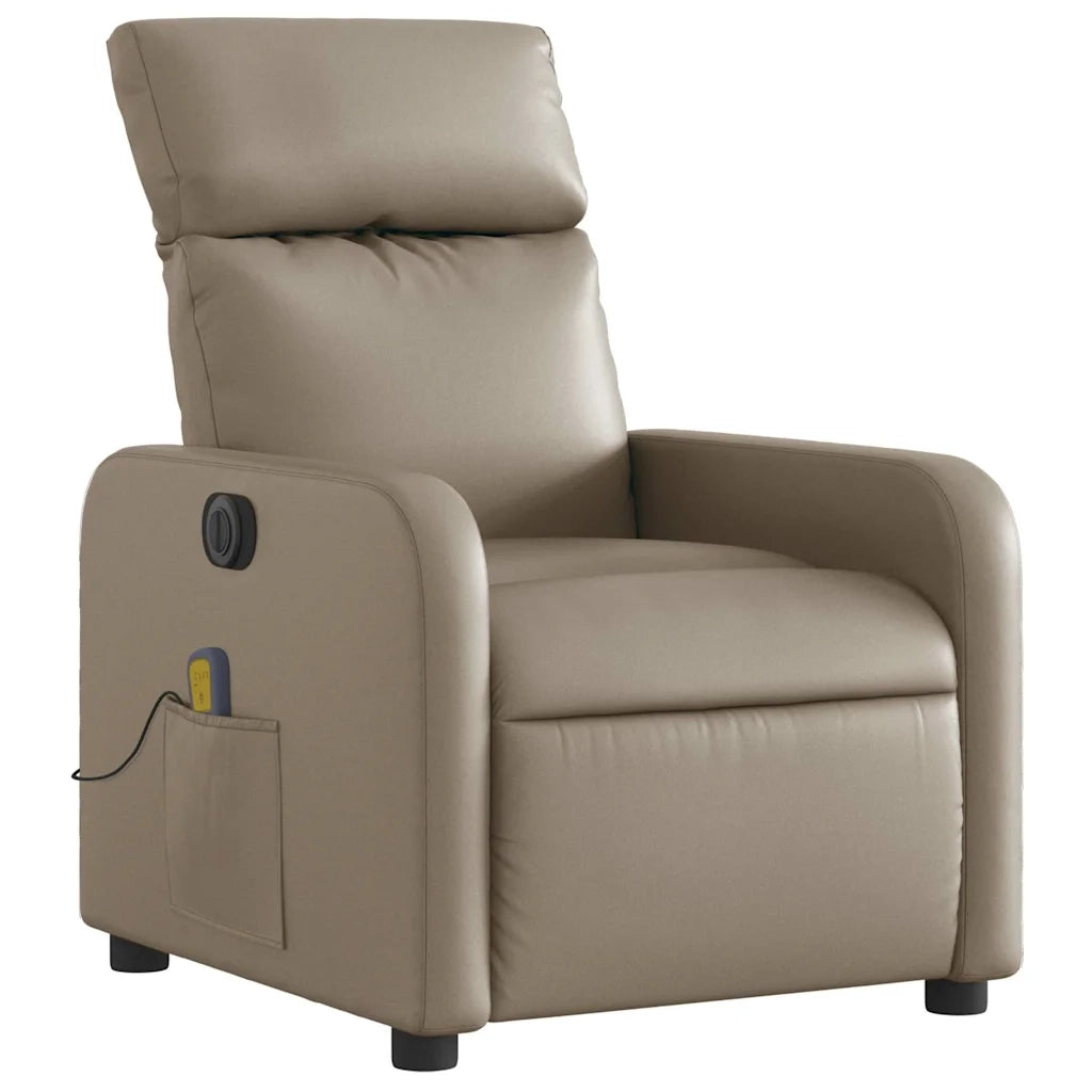 Poltrona Reclinabile Massaggio Elettrica Cappuccino Similpelle 3206748