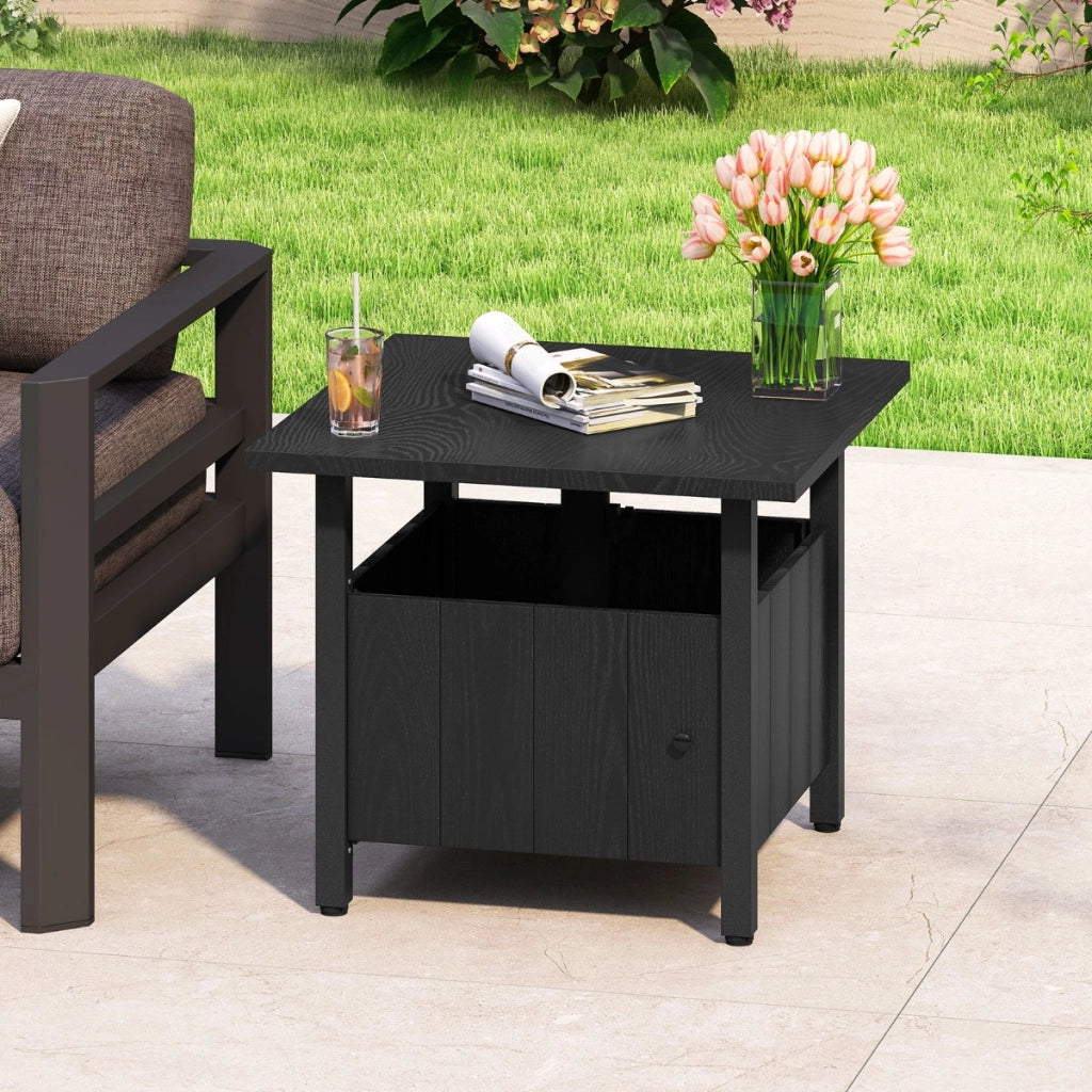 Tavolino da esterno con foro per ombrellone da 48 cm base per tavolo con 2 sacchetti di sabbia-Tavolino da esterno per giardino Nero