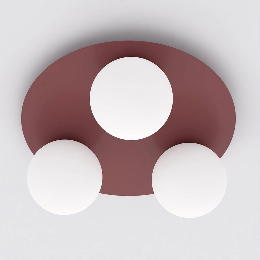 Lampada da soffitto SOLAR bordeaux con sfere in vetro opale