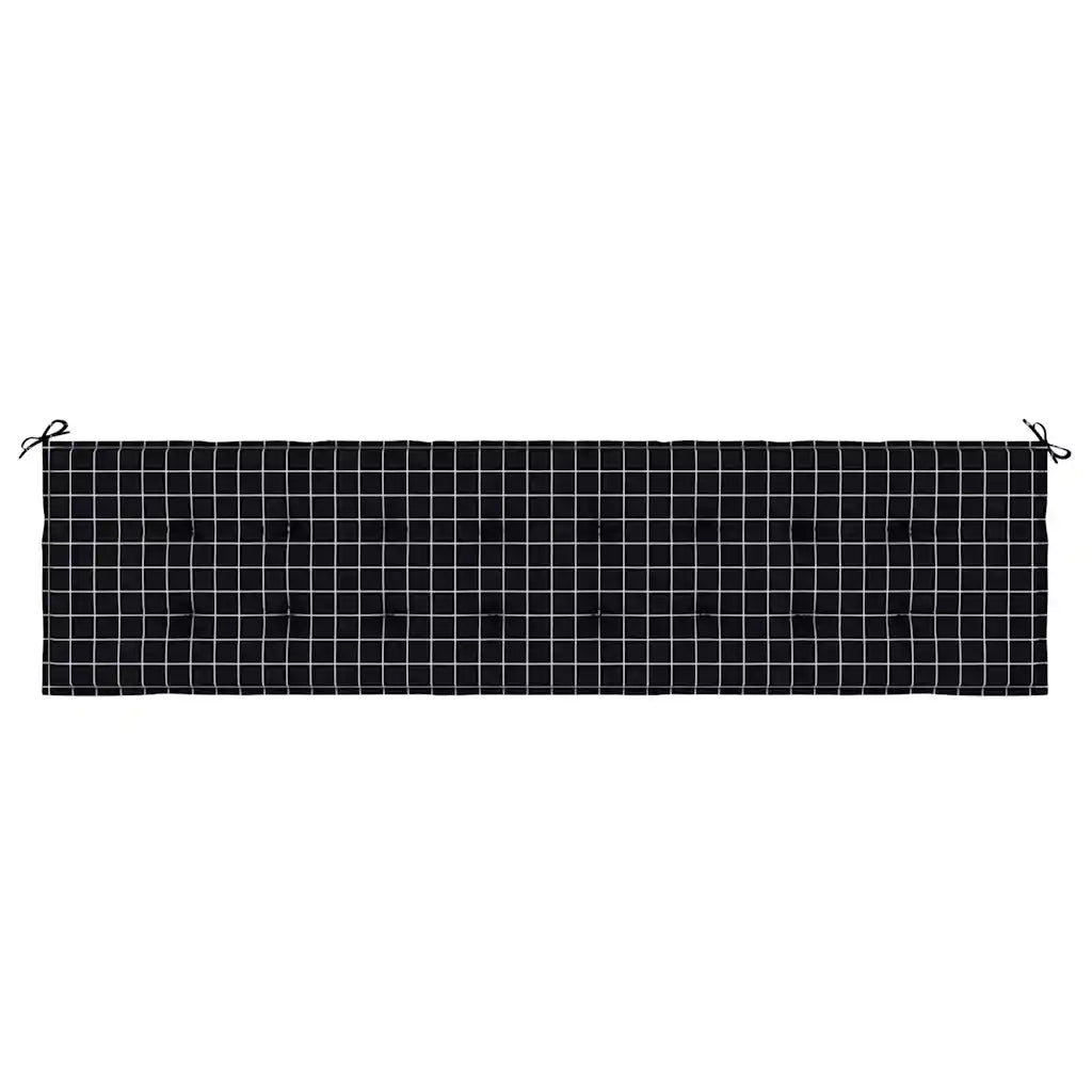 Cuscino Panca Giardino Motivo a Quadri Nero 200x50x4 cm Tessuto