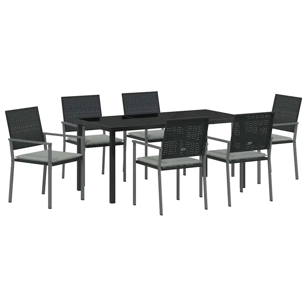 Set da Pranzo per Giardino 7 pcs Nero e Grigio Chiaro 3379076