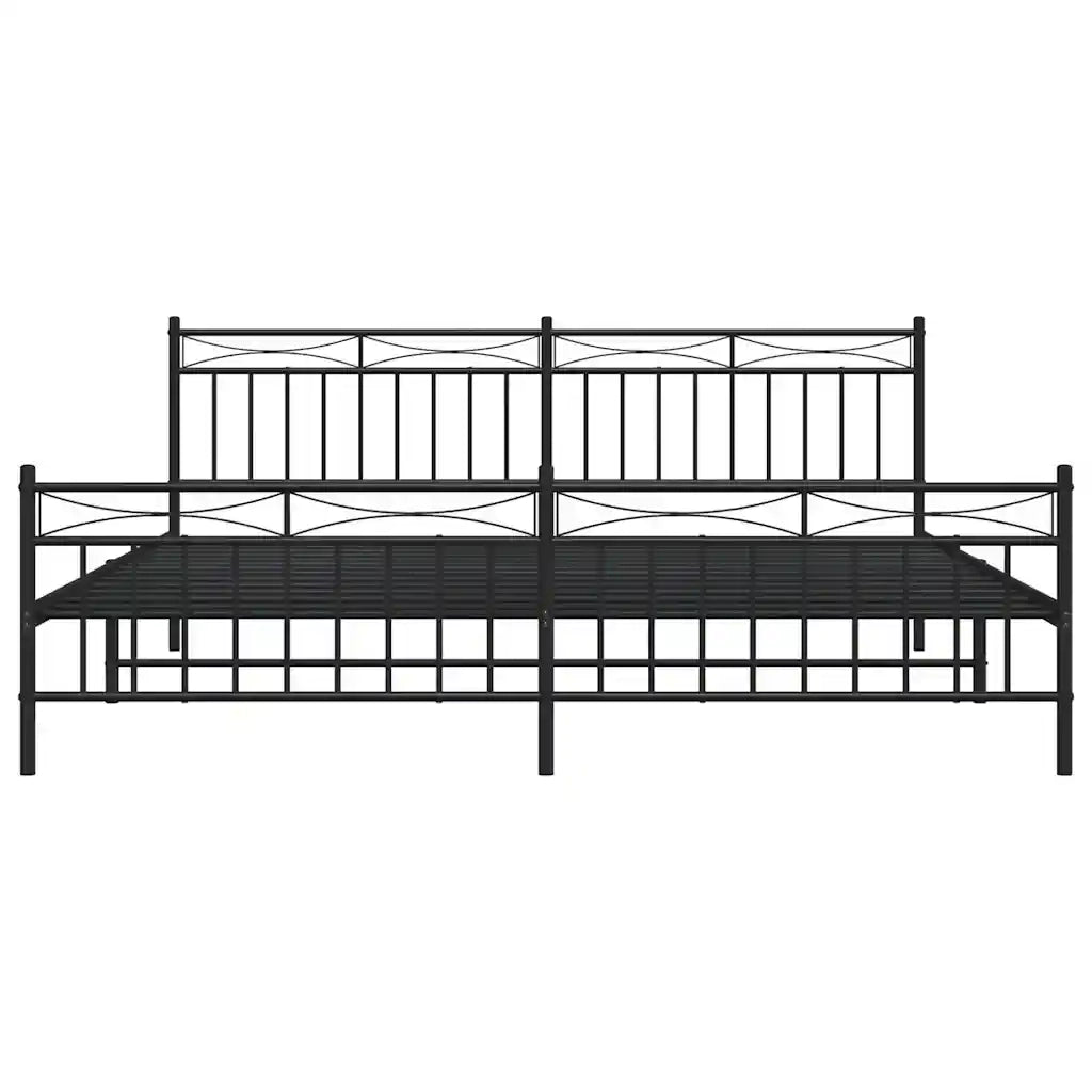 Giroletto con Testiera e Pediera Metallo Nero 193x203 cm 373715