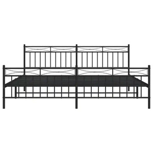 Giroletto con Testiera e Pediera Metallo Nero 193x203 cm 373715