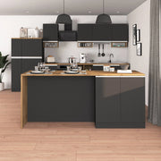 WHOUS Isola da cucina Sole a 4 ante antracite opaco/rovere 200x90x90 cm