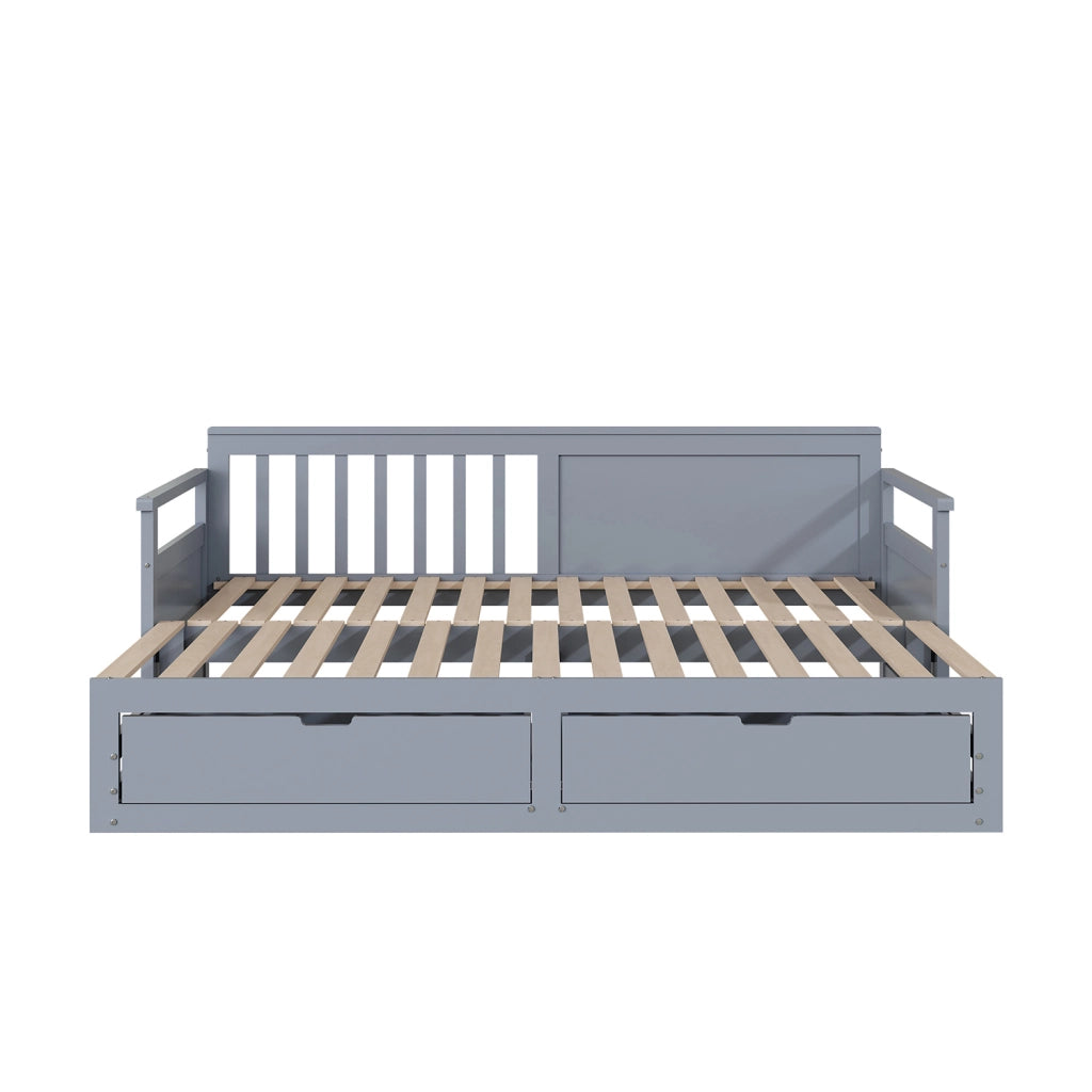 Letto a giorno due in uno - Xylo - 90x200cm o 180x200cm - Bianco - Pino con cassetti e letto nido