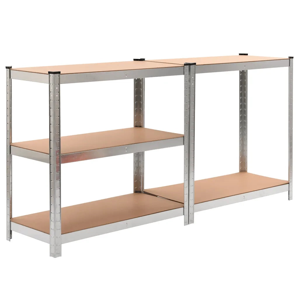 Scaffali Resistenti 5 Strati 2 pz Argento Acciaio e Multistrato cod mxl 51231