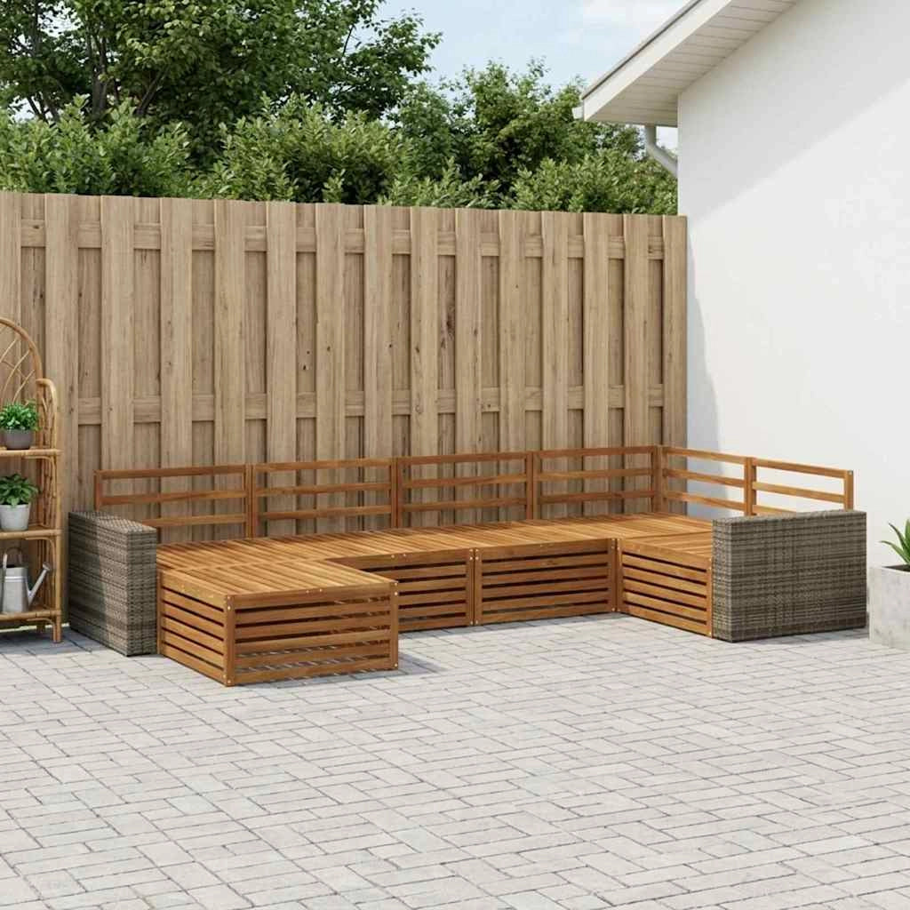 Set di divani da esterno 6 pz Naturale 3383577