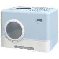 Lettiera per Gatti Coperta con Paletta, Vassoio Estraibile, Ingresso Frontale e Uscita Superiore 52x41x38,5 cm Blu