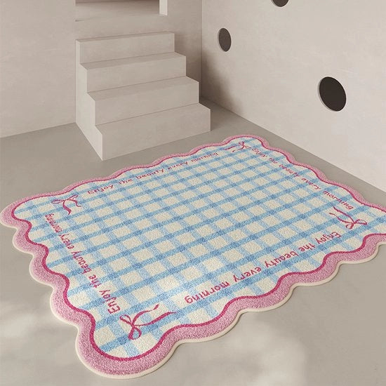 Tappeto di stoffa con motivo a strisce, decorazione per la sala da pranzo, antiscivolo, resistente alle macchie, tappeto per divano, regalo per ragazze, 60*90 cm (rosa), stile due.