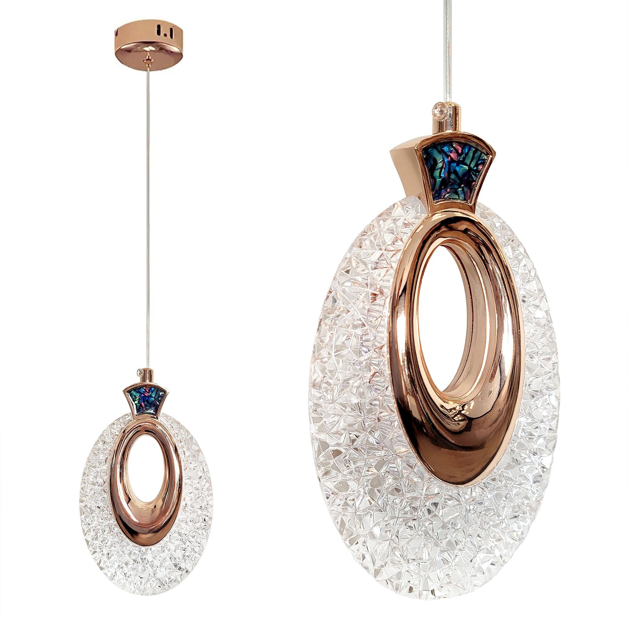 Lampadario A Sospensione In Cristallo Lhj109-1cp Light Rose Gold