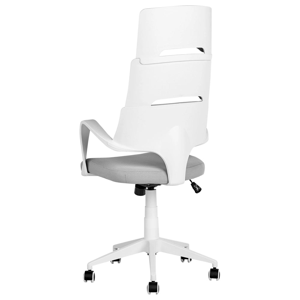 Sedia ufficio in materiale sintetico bianco e grigio struttura in metallo schienale regolabile e girevole ufficio