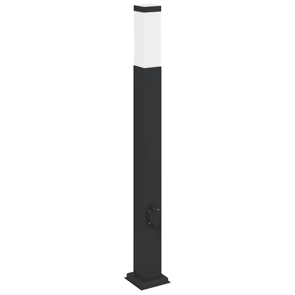 Lampioni a palo con presa elettrica 3 pz 80 cm Nero IP44 4006086