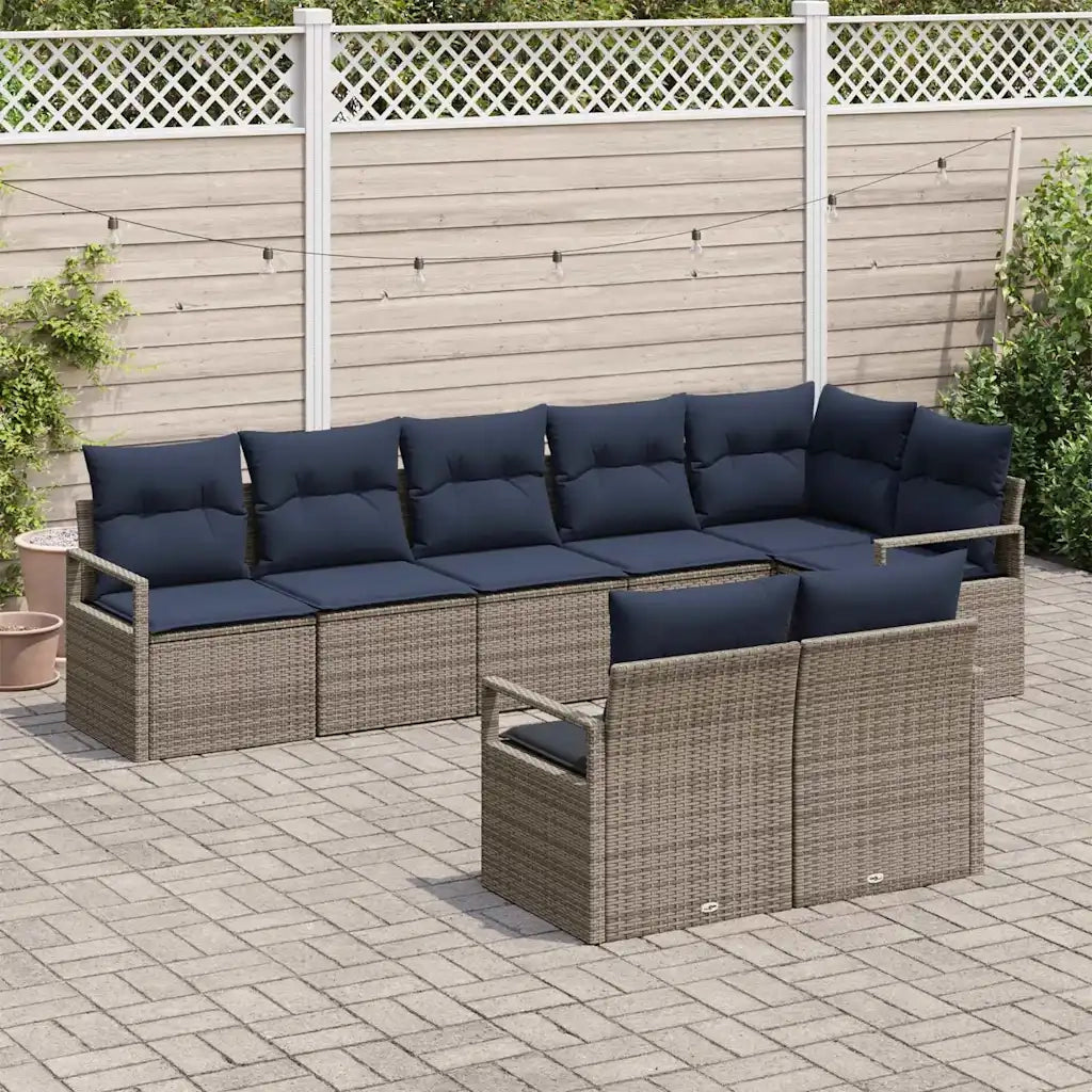 Set di divani 8 pcs Grigio polyrattan
