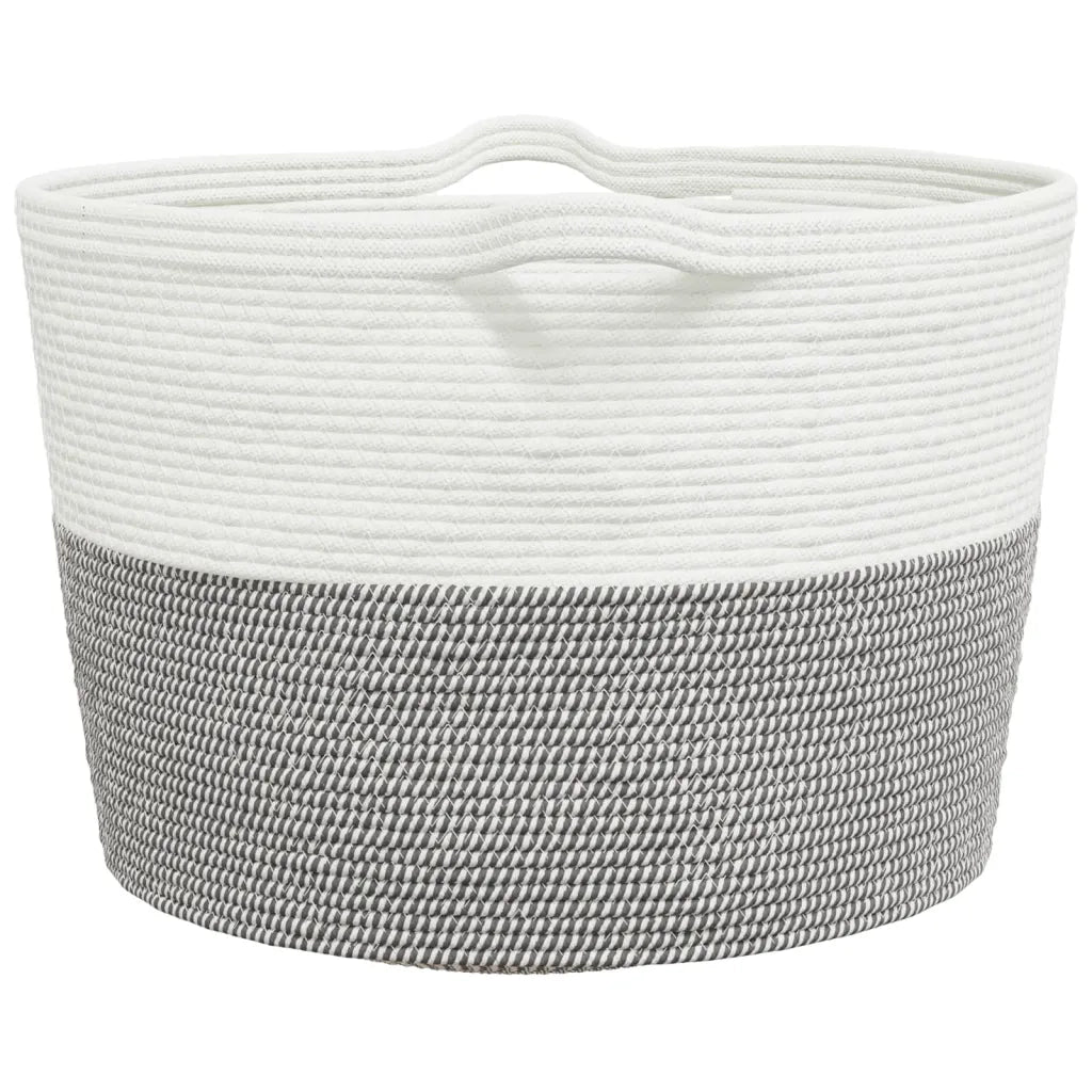 Cesto per Biancheria Grigio e Bianco ?60x36 cm in Cotone CFW2451303
