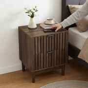 Comodino Mid-Century Modern ¨C MINIMAL ¨C Legno con 2 Cassetti, 45x39x56,5 cm