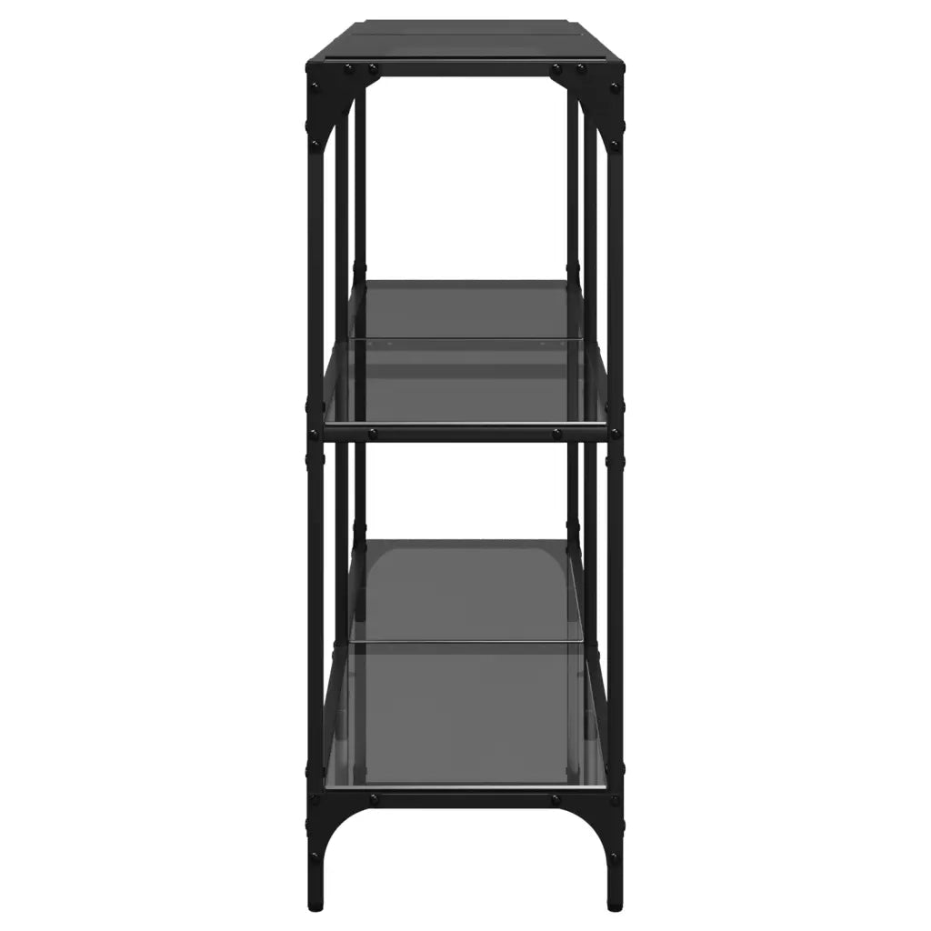 Tavolino Consolle con Piano in Vetro Nero 118,5x30x81cm Acciaio 846031