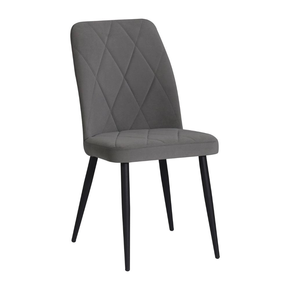 Set 4 Sedie Vika tessuto grigio con trama geometrica e piedi neri - Eleganza e comfort
