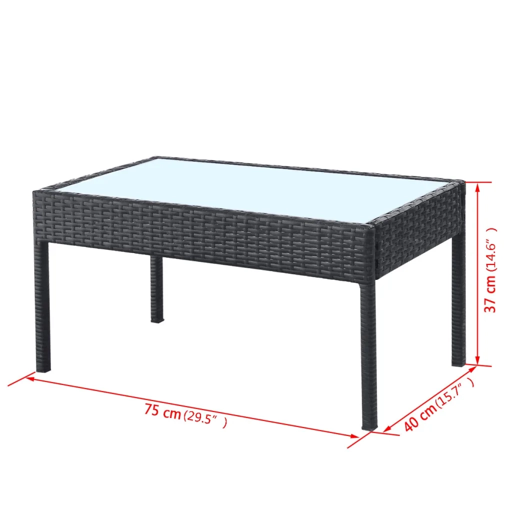 Set Divani da Giardino 4 pz | Set Salotto da Giardino con Cuscini in Polyrattan Nero