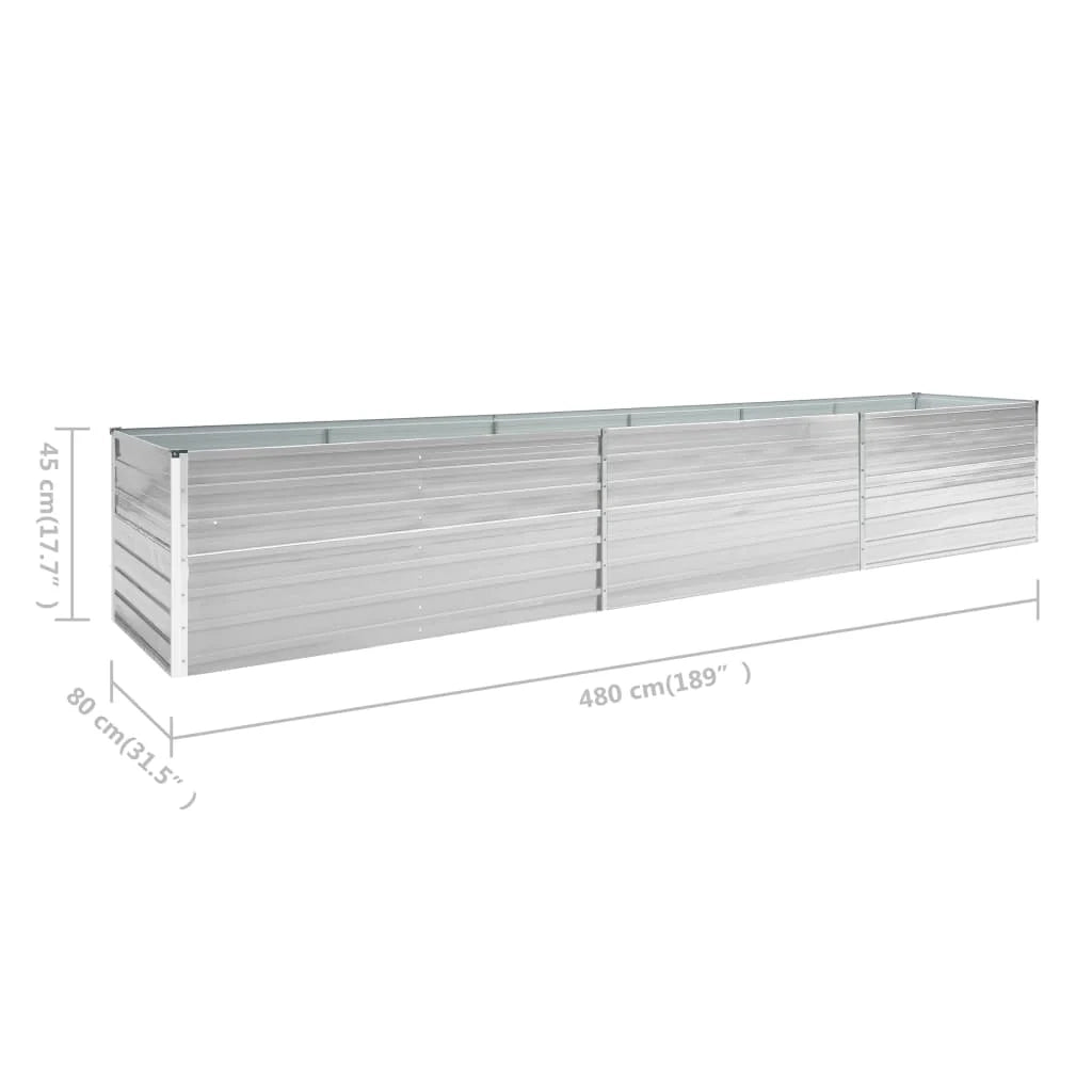 Fioriera rialzata per piante e fiori giardino 480 x 80 x 45 cm acciaio zincato grigio 02_0001123
