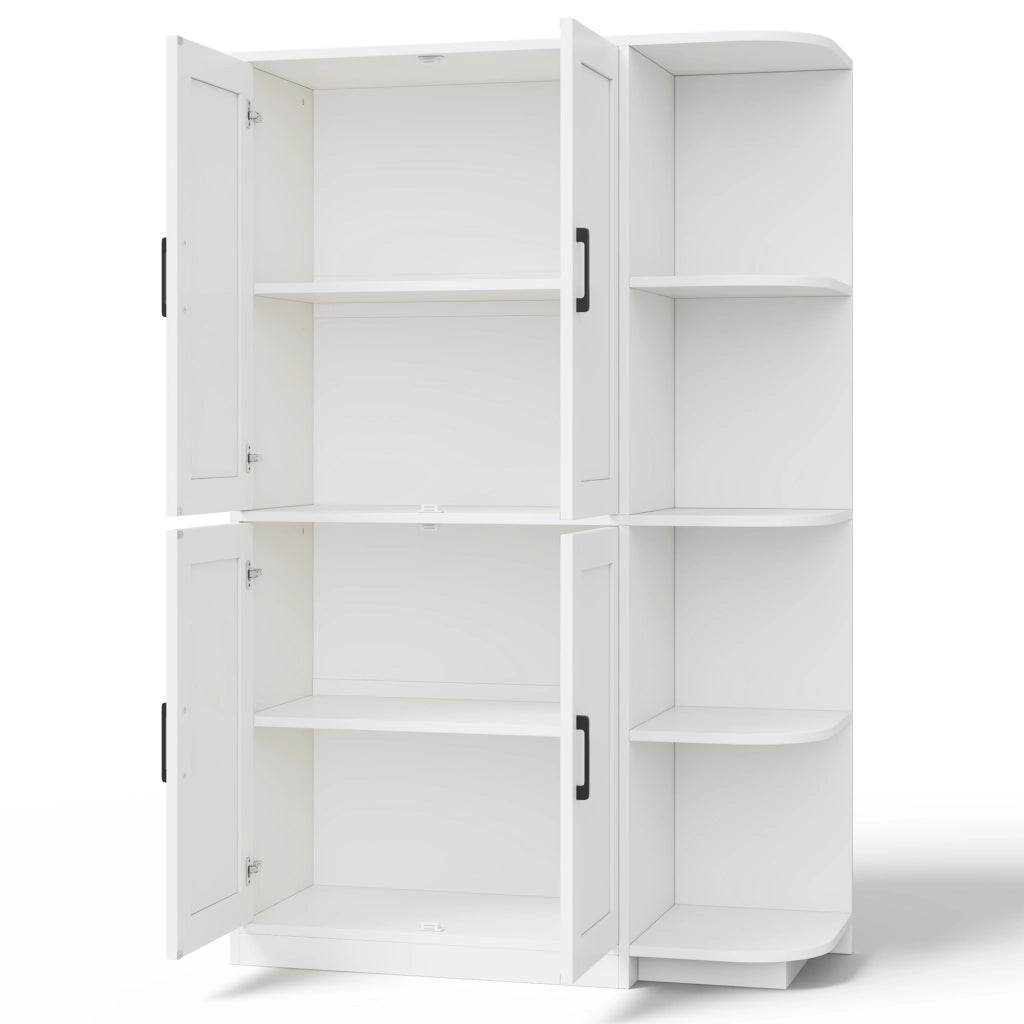 Armadio cucina alto con 4 ante e 4 vani aperti, ripiani regolabili, 103 × 40 × 163 cm, bianco