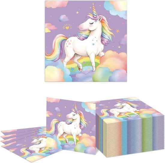 Set di Festa con Tema Unicorn 48 pezzi - Ideale per il Primo Compleanno - Fazzoletti e Decorazioni per Festa Unicorn