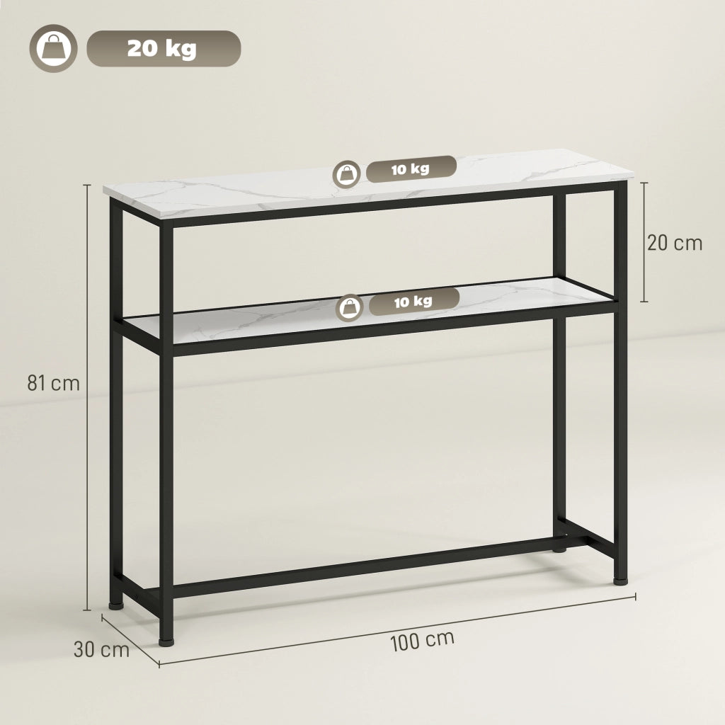 Consolle Ingresso Slim ¨C Xylo ¨C Marmo Bianco Metallo 100x30x81 cm