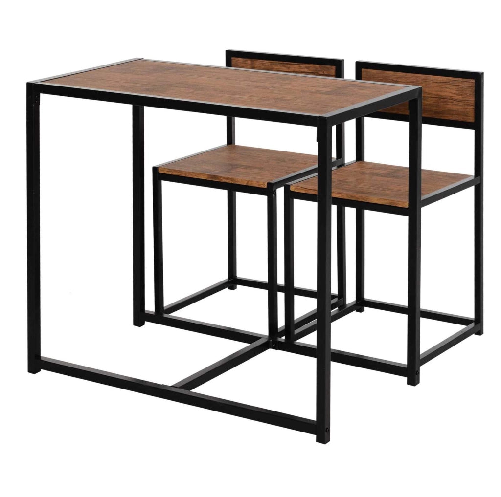 Set da pranzo con tavolo e 2 sedie 90x47x76 cm; compatto; MDF; naturale