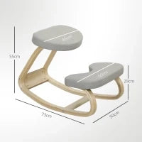 Sedia Inginocchiatoio con Movimento a Dondolo, in Tessuto e Legno di Betulla, 50x73x55 cm, Grigio