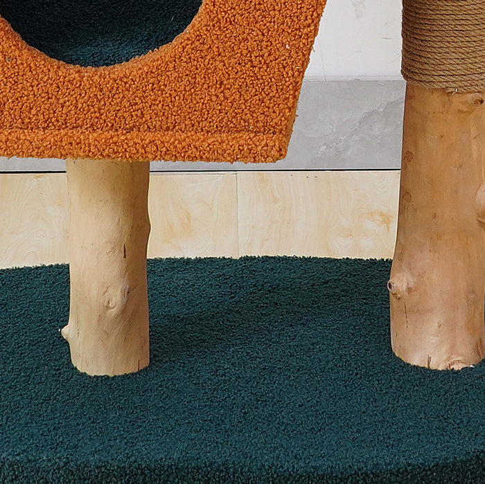 Fudajo Albero tiragraffi 114 cm con pelliccia e tronchi in legno di pero