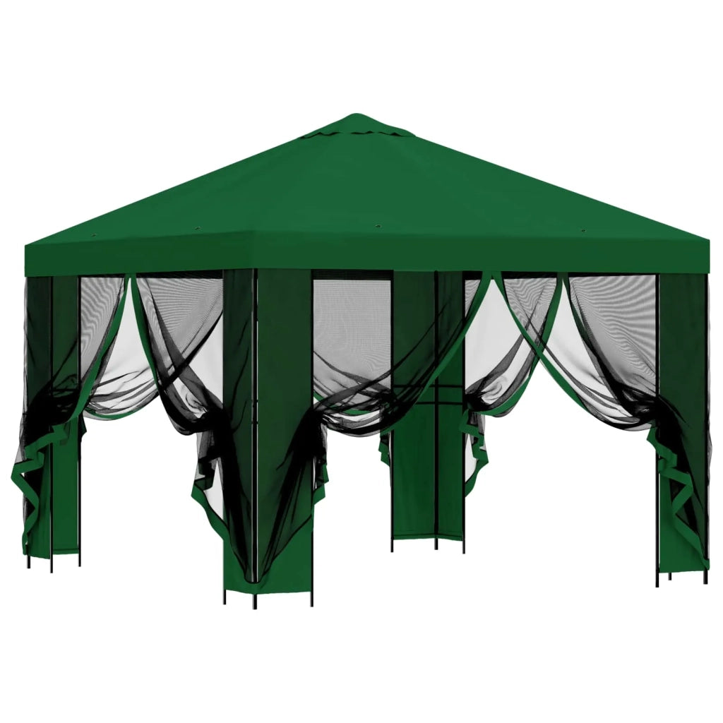 Gazebo da giardino con pareti laterali 3 x 3 m Verde