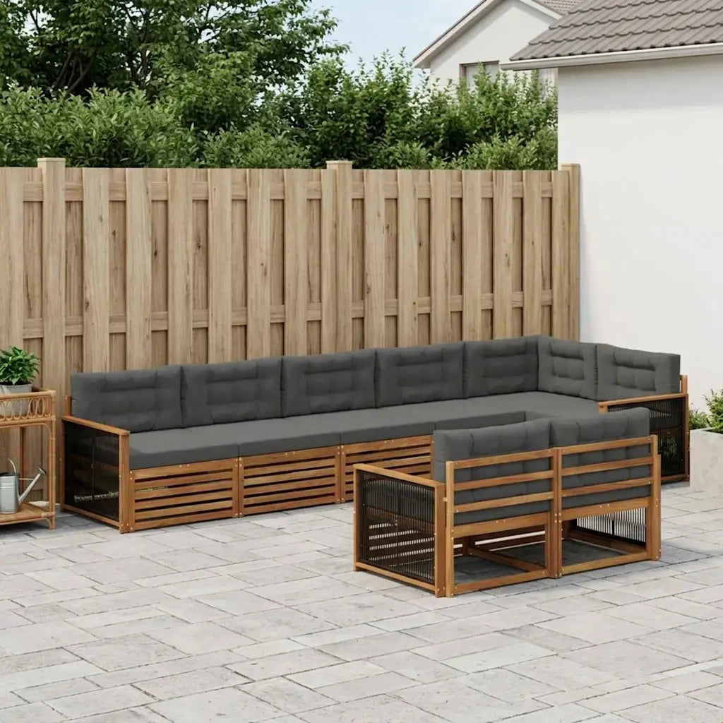 Set di divani da esterno con cuscino 8 pcs Naturale e Antracite 3383505