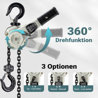 Paranco a leva 0,75 t x 1,5 m, paranco a catena compatto con impugnatura girevole a 360°, per lavori di sollevamento in spazi ristretti