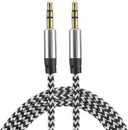 Cavo Aux a 3,5 mm - 1 metro - Argento - Adatto per cuffie, smartphone, stereo, altoparlante, computer