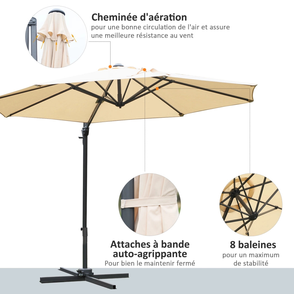 Ombrellone da giardino inclinabile rotante 360¡ã ¨C zephmum ¨C con piede a croce e 8 bracci