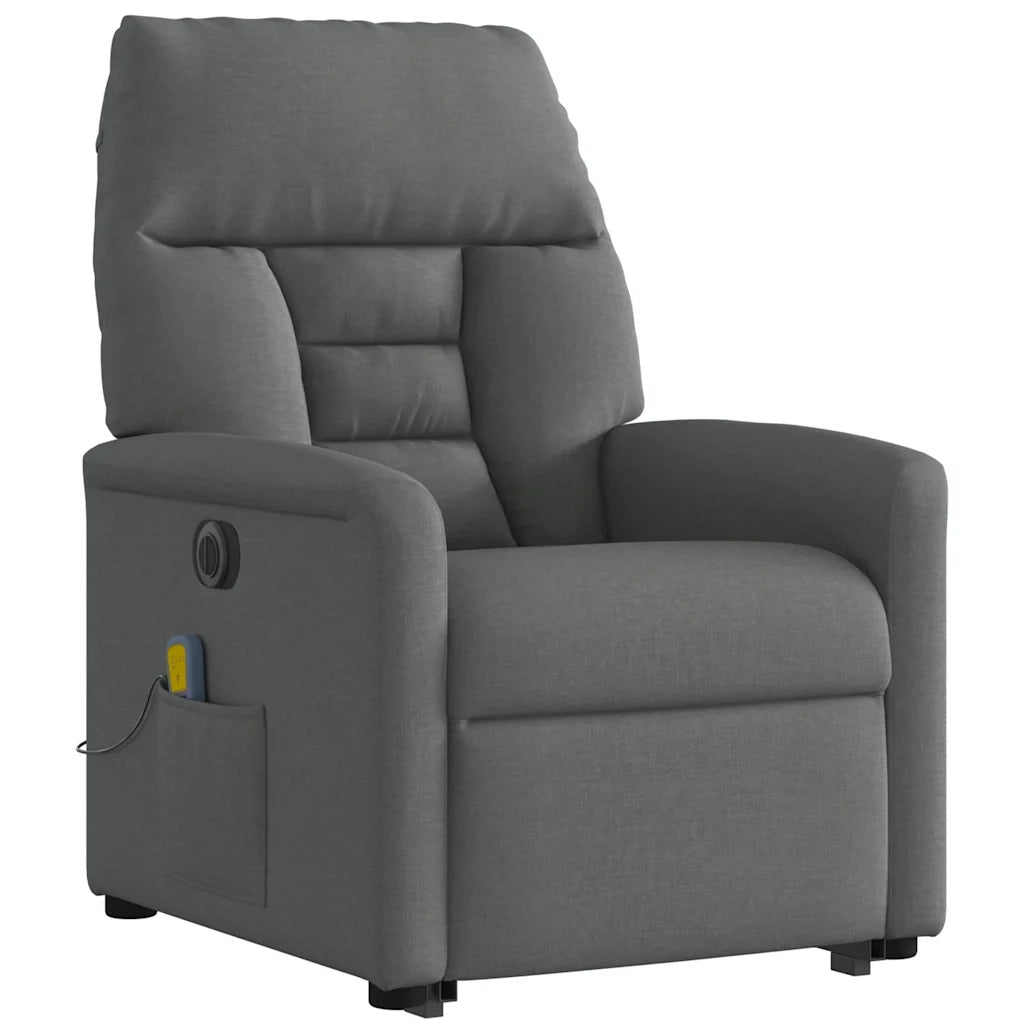 Poltrona Alzapersona Massaggi Elettrica Grigio Scuro Tessuto