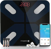 Peso corporeo digitale con Bluetooth, applicazione intelligente - peso corporeo, BMI, massa muscolare, acqua, proteine - 28 unità fino a 180 kg, inclusi batterie.