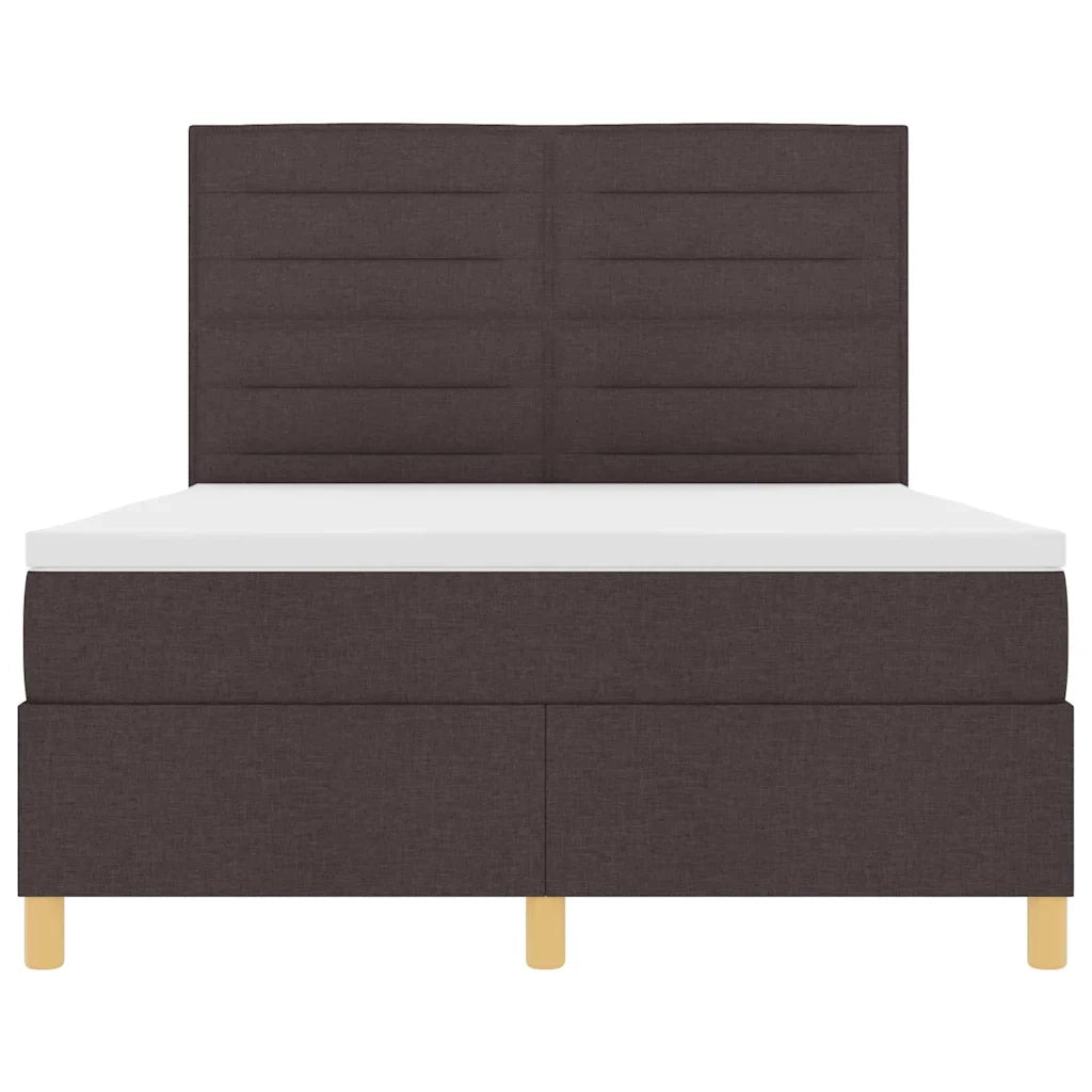 Letto a Sorgente LED Marrone Scuro 140 x 190 cm Tessuto 3343022