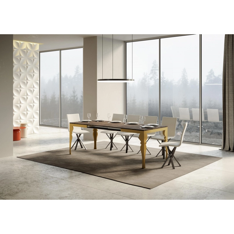 Tavolo allungabile 90x120/380 cm Paxon Evolution telaio Oro - Noce