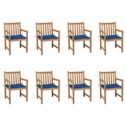 Sedie da Giardino 8 pz con Cuscini Blu Reale Massello di Teak cod mxl 17497