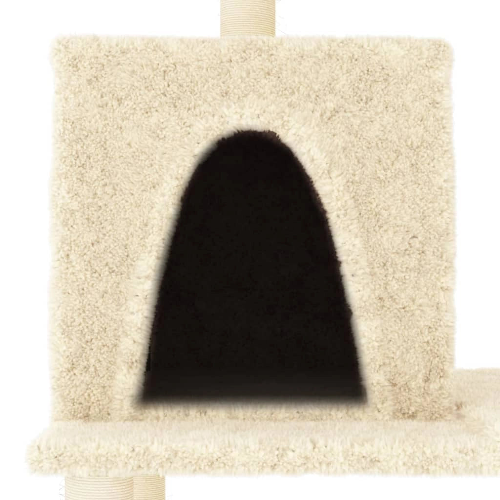 Tiragraffi per gatti torre per arrampicata giocattolo piattaforma per arrampicata con tiragraffi in sisal 167 cm crema 02_0022494
