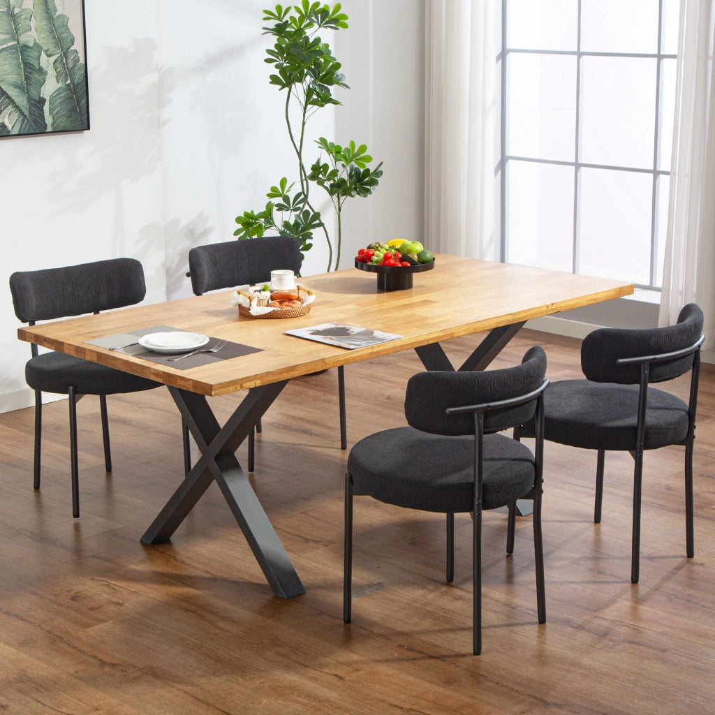 Set di 4 sedie da pranzo con schienale in tessuto e gambe in metallo ¨C zephmum ¨C nero 51x51x76 cm