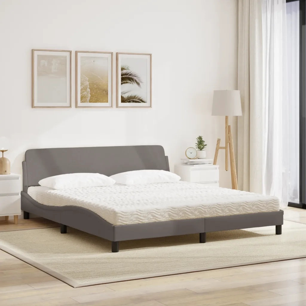 Letto con Materasso Dover Tortora 180x200 cm in Tessuto 3208448