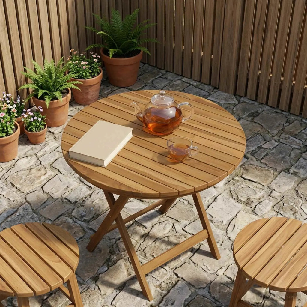 Piano del tavolo Ø 60 x 3,5 Rotondo Legno di teak solido 42033151
