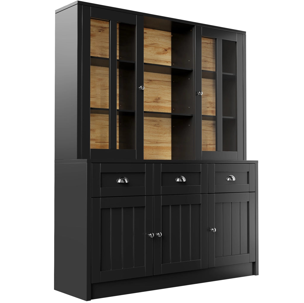 Credenza alta 140 x 38,5 x 175 cm in MDF e acrilico nero